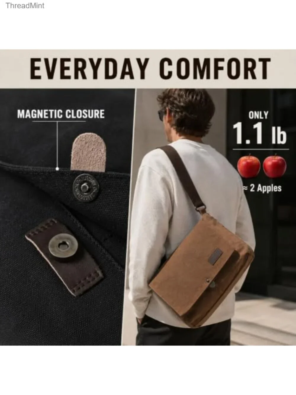 Men's Canvas Messenger Bag Satchel Durable Work Bag